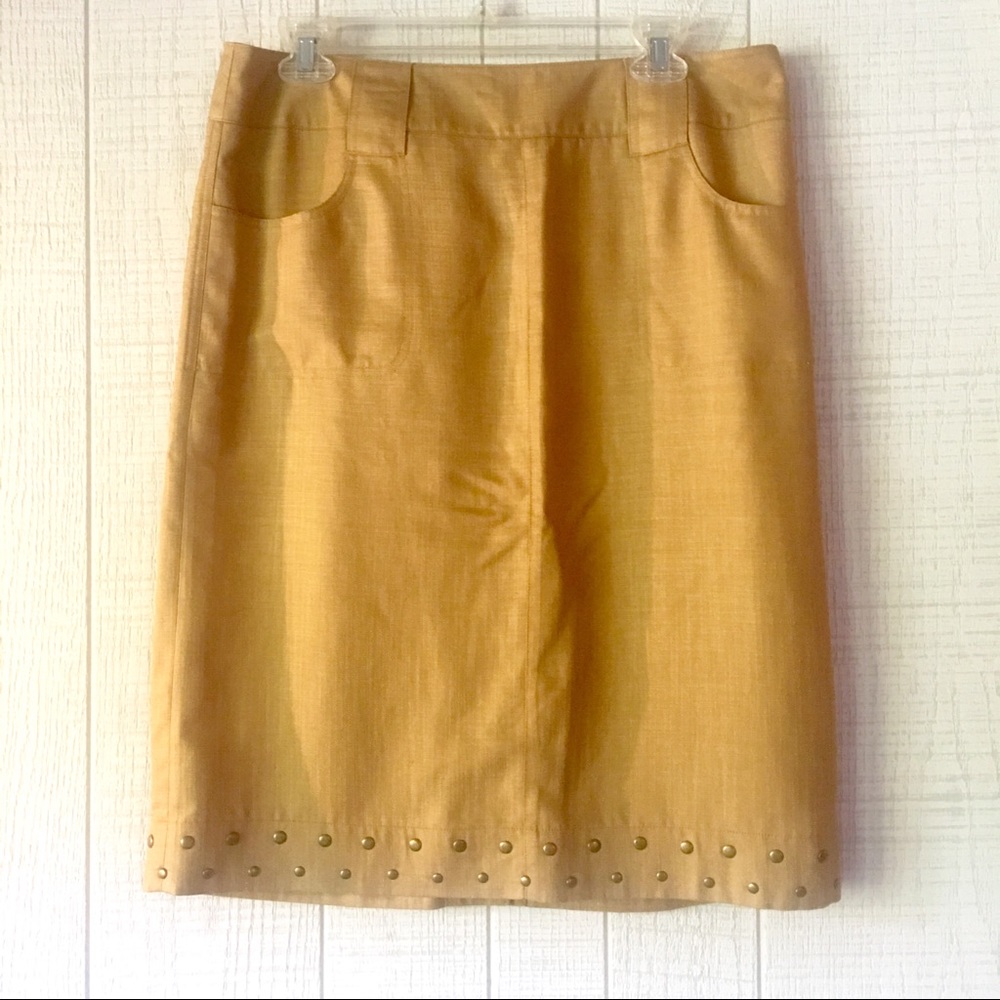 {Grace Dane Lewis} Mustard Tan Stud Pencil Skirt